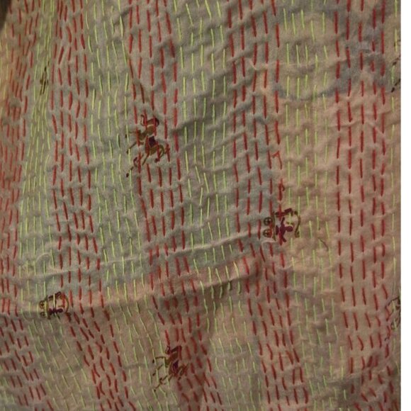 NEW Authentic Vintage Silk Kantha Scarf Handmade Bohemian Wrap Scarf Reversible - Picture 2 of 2